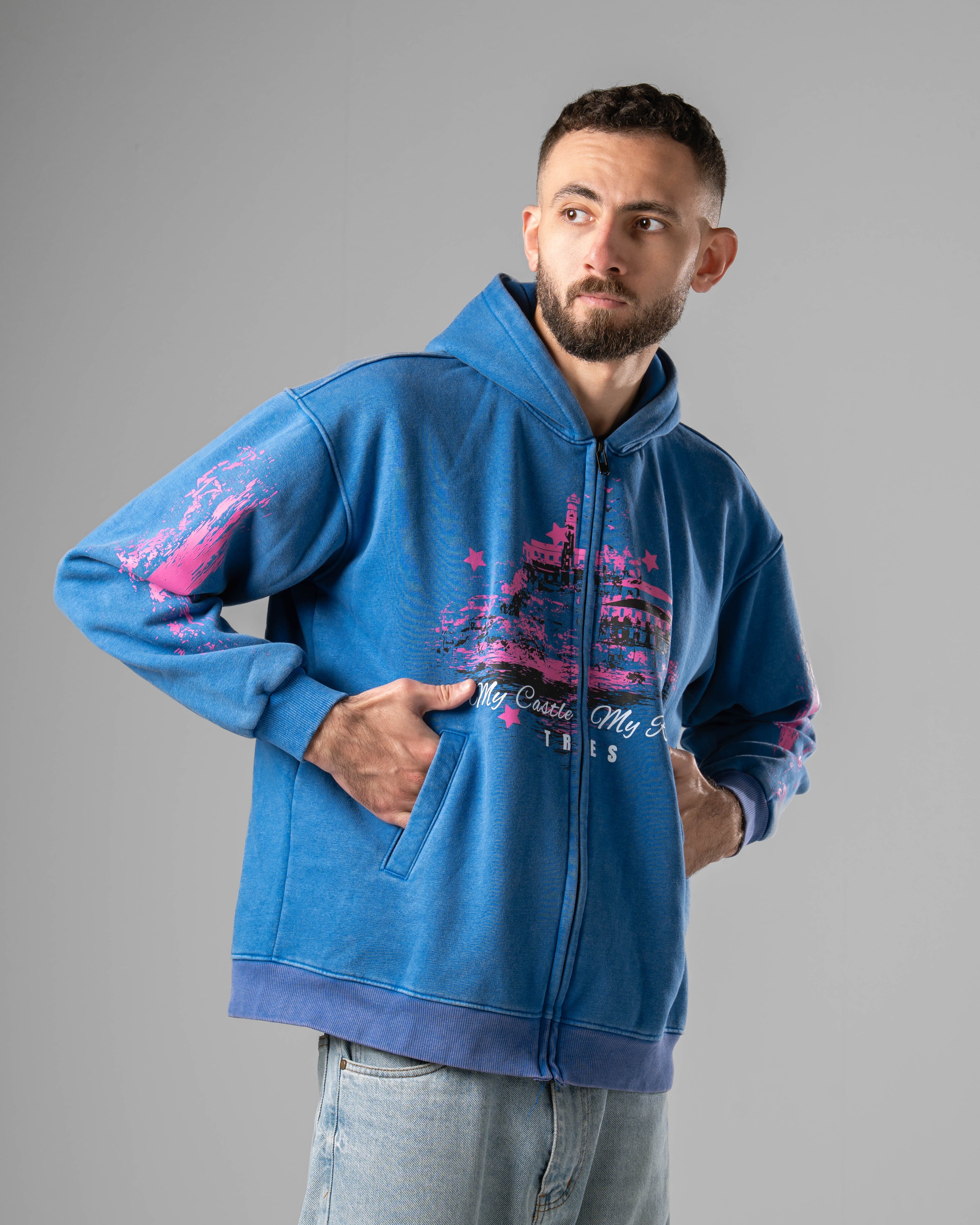 Washed Pepsi Castle Zip Hoodie