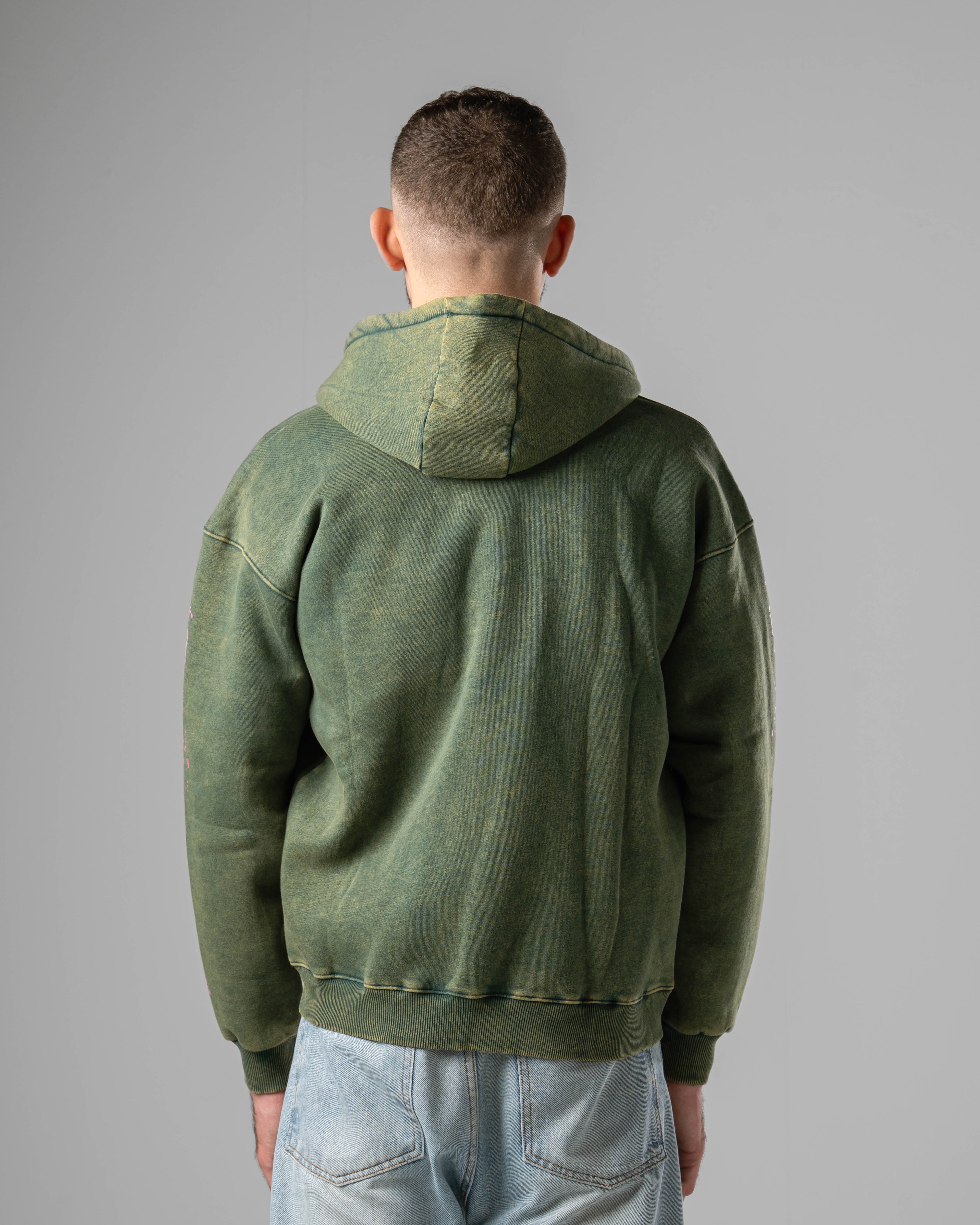 Washed Green Castle Zip Hoodie