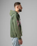 Washed Green Castle Zip Hoodie