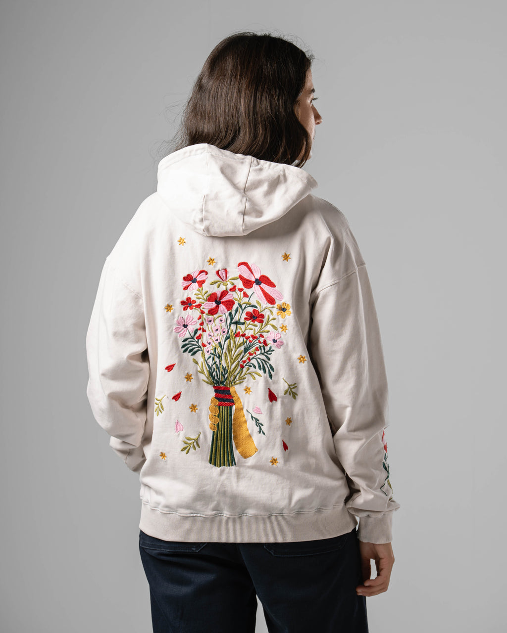 Silver Eternal Flowers Quarter-Zip Hoodie