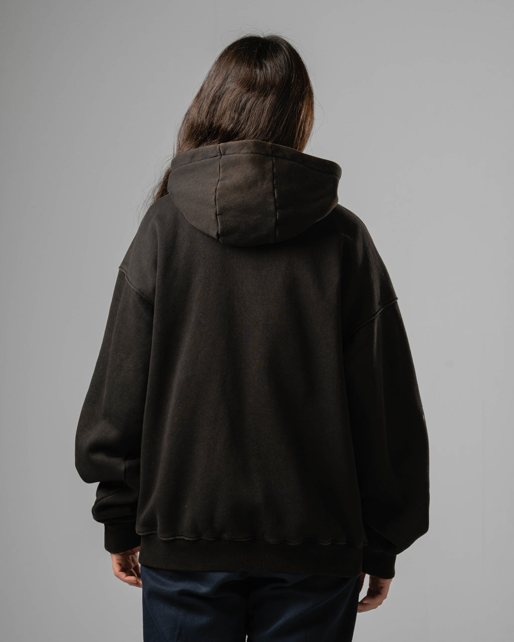 Washed Black Castle Zip Hoodie