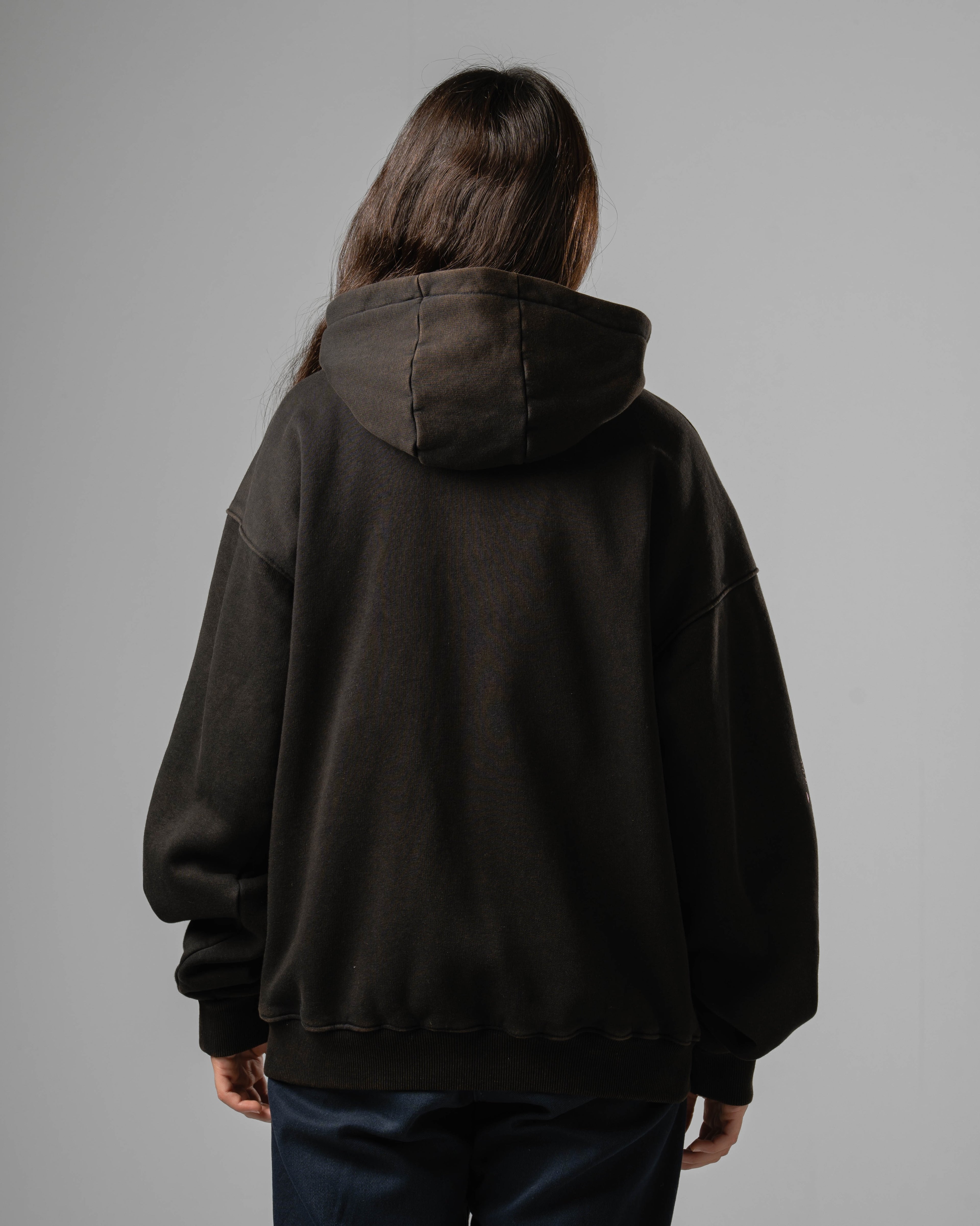 Washed Black Castle Zip Hoodie