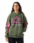 Washed Green Castle Zip Hoodie