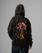 Black Eternal Flowers Quarter-Zip Hoodie