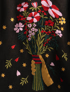 Black Eternal Flowers Quarter-Zip Hoodie