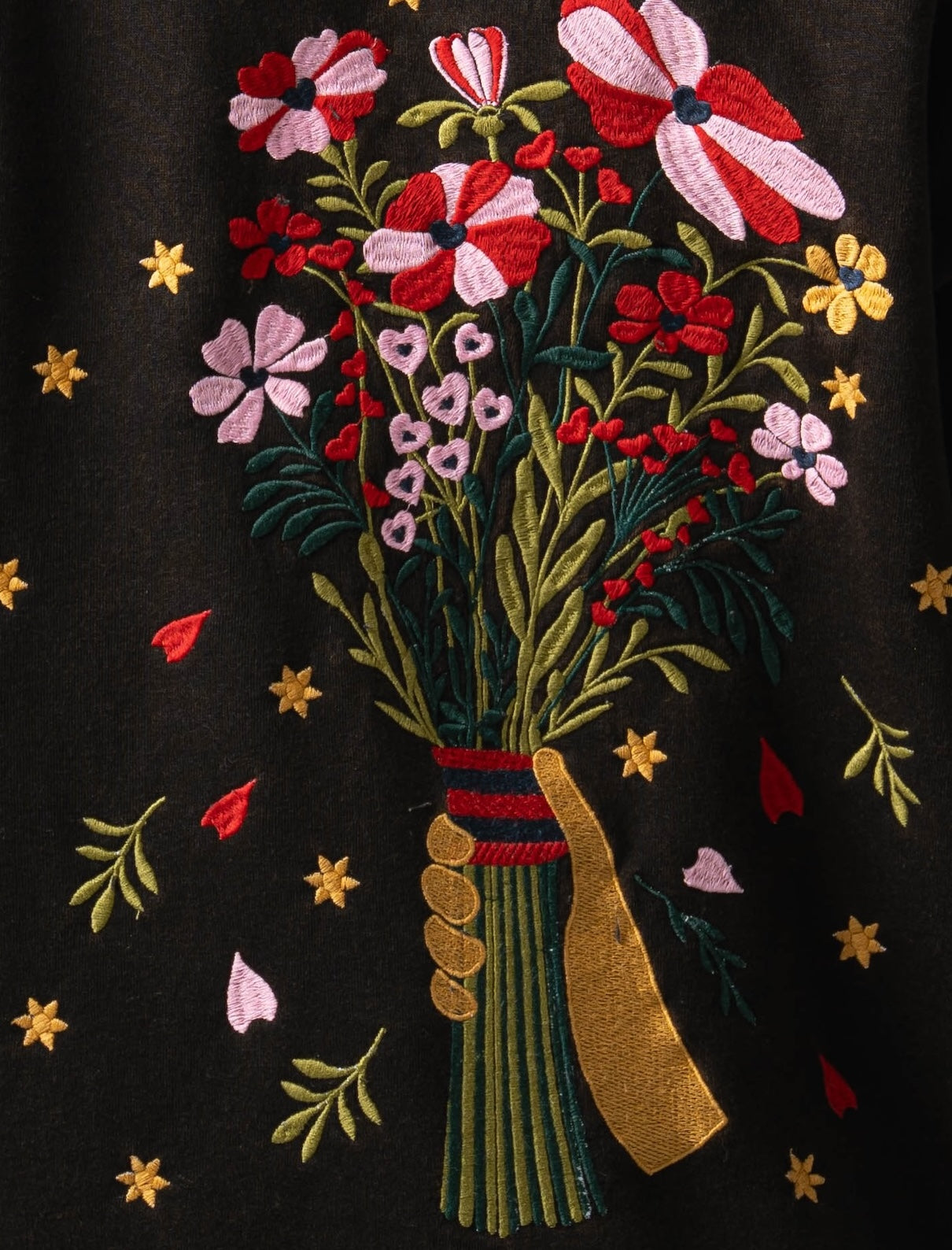 Black Eternal Flowers Quarter-Zip Hoodie