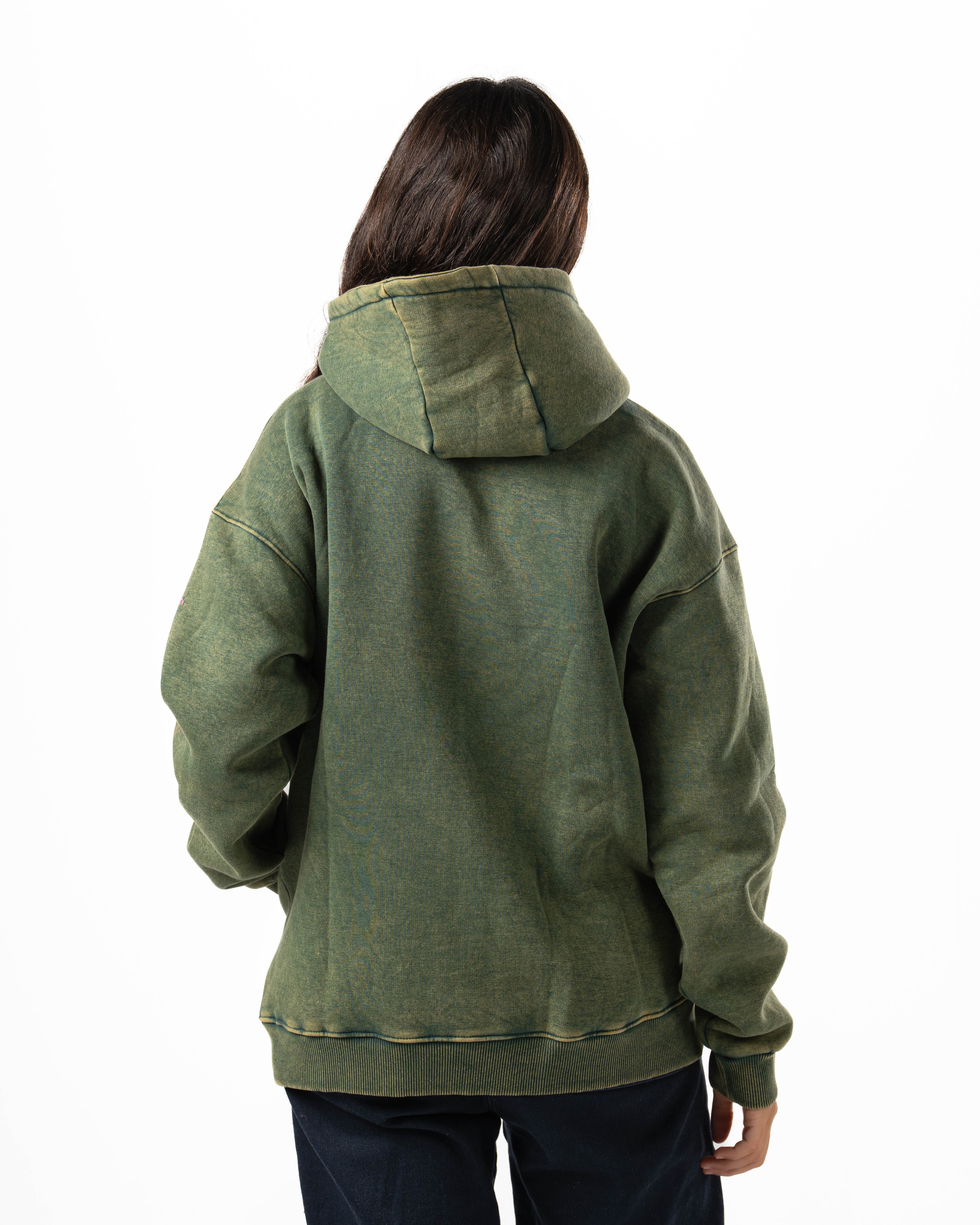 Washed Green Castle Zip Hoodie
